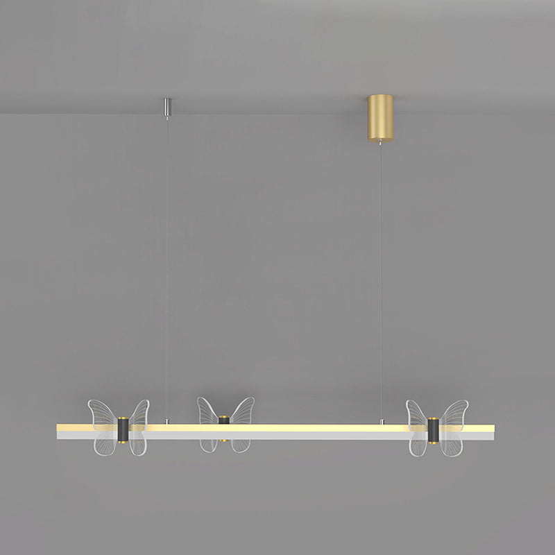 Linear Island Light Modern Lighting Chandelier Metal 1 Light Pendant Light Fixture