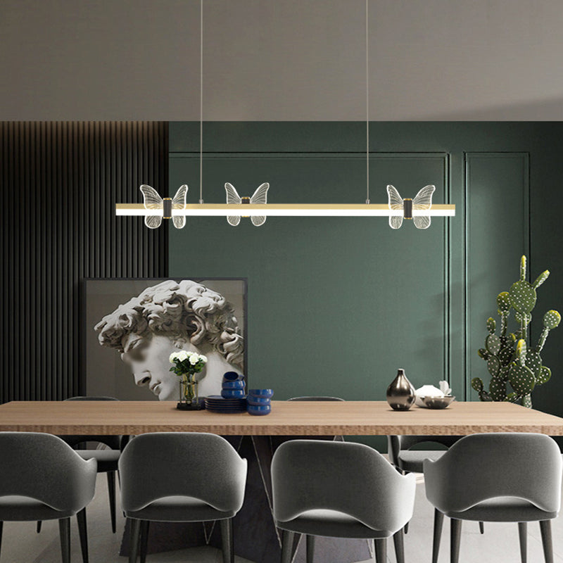 Linear Island Light Modern Lighting Chandelier Metal 1 Light Pendant Light Fixture