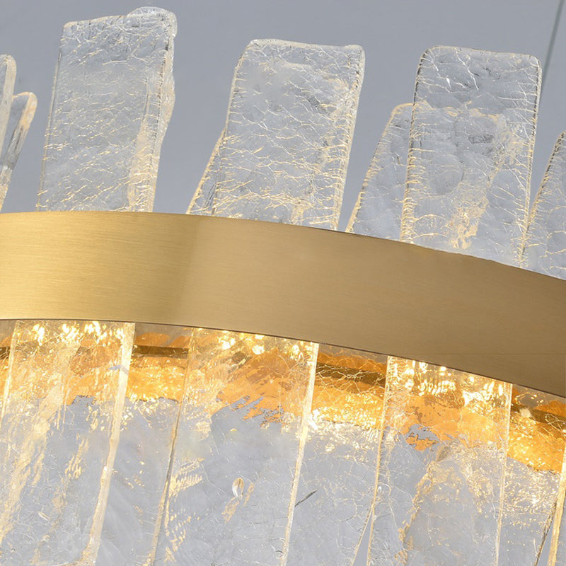 1 Light Rectangle Island Lights Modern Pendant Light Crystal Island Lighting Fixtures in Gold