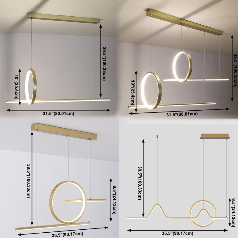 Geometric Island Light Fixture Modern Pendant Light Metal 2 Light Chandelier Lights