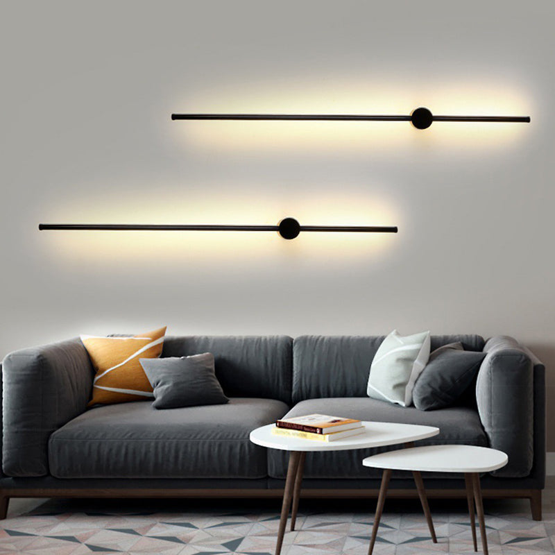 1or2-Light Long line Shade Wall Sconce Modern Nordic Style Metal Wall Lighting for Living Room
