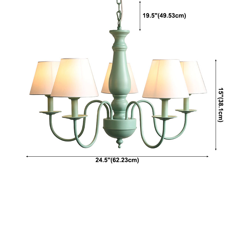 Modern Style Green Ceiling Chandelier Swooping Arm Metal 5-Lights Pendant Lighting Fixtures