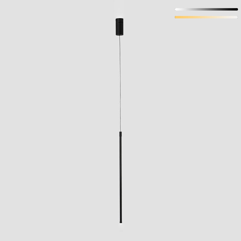 Simple Modern Style Line Shape Pendant Metal 1 Light Hanging Light in Black for Living Room Bedroom