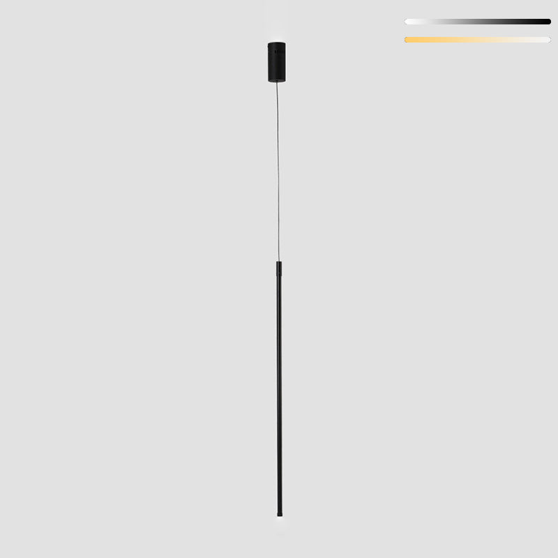 Simple Modern Style Line Shape Pendant Metal 1 Light Hanging Light in Black for Living Room Bedroom