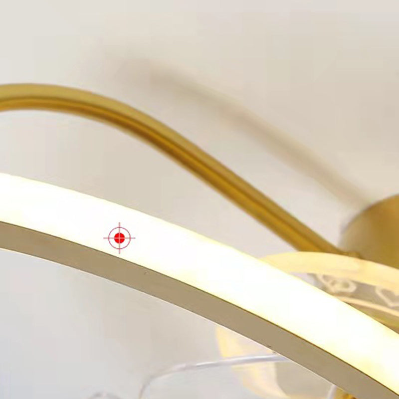 Ventiladores de techo LED de oro acrílico en niños Estilo creativo Luz de techo de hierro forjado para dormitorio