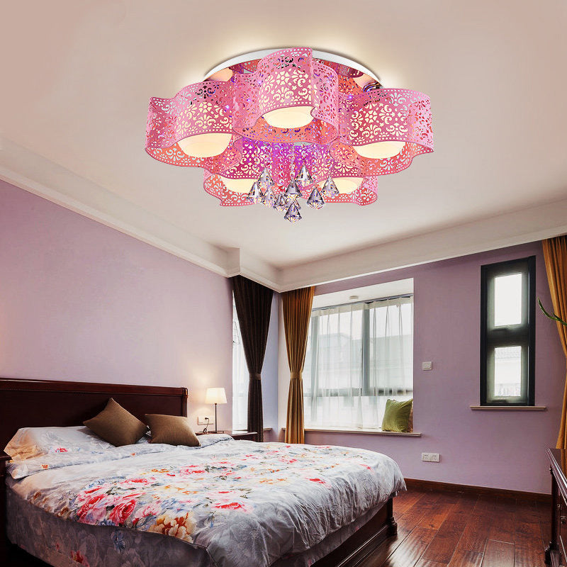 Modern Semi Flush Light Fixtures Multi-Light Semi Flush Mount Lamp with Clear Crystal Shade