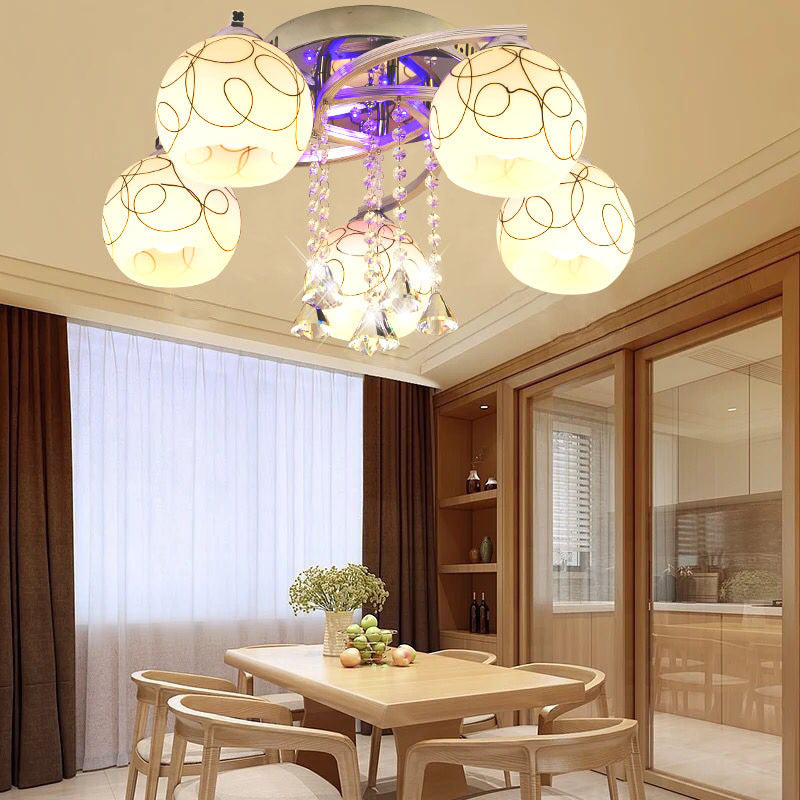Modern Semi Flush Light Fixtures Multi-Light Semi Flush Mount Lamp with Clear Crystal Shade