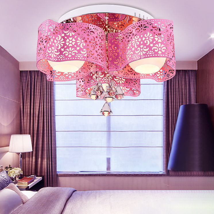 Modern Semi Flush Light Fixtures Multi-Light Semi Flush Mount Lamp with Clear Crystal Shade