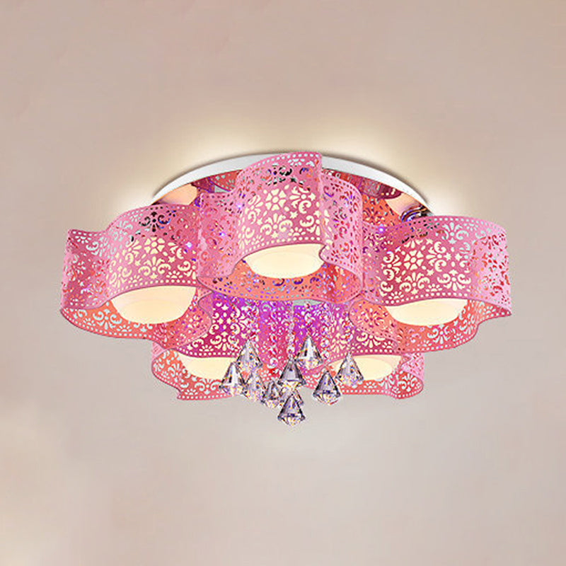 Modern Semi Flush Light Fixtures Multi-Light Semi Flush Mount Lamp with Clear Crystal Shade
