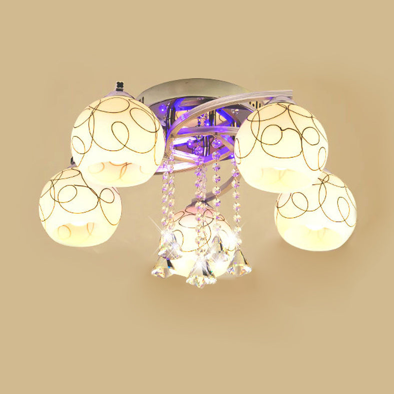 Modern Semi Flush Light Fixtures Multi-Light Semi Flush Mount Lamp with Clear Crystal Shade