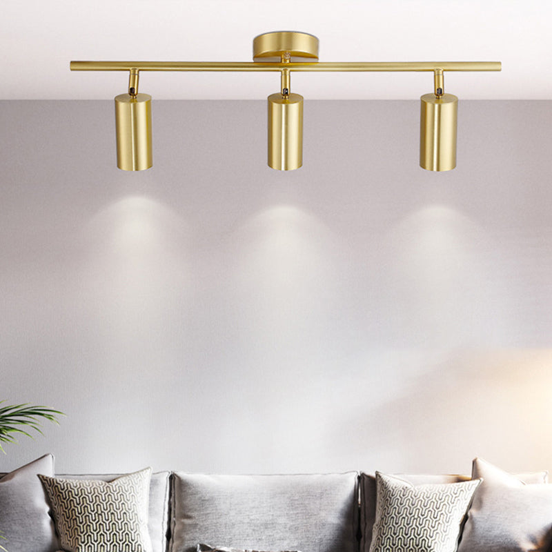 Cylinder Semi Flush Mount Light Fixture Contemporary Aluminum Ceiling Light Fixture for Living Room