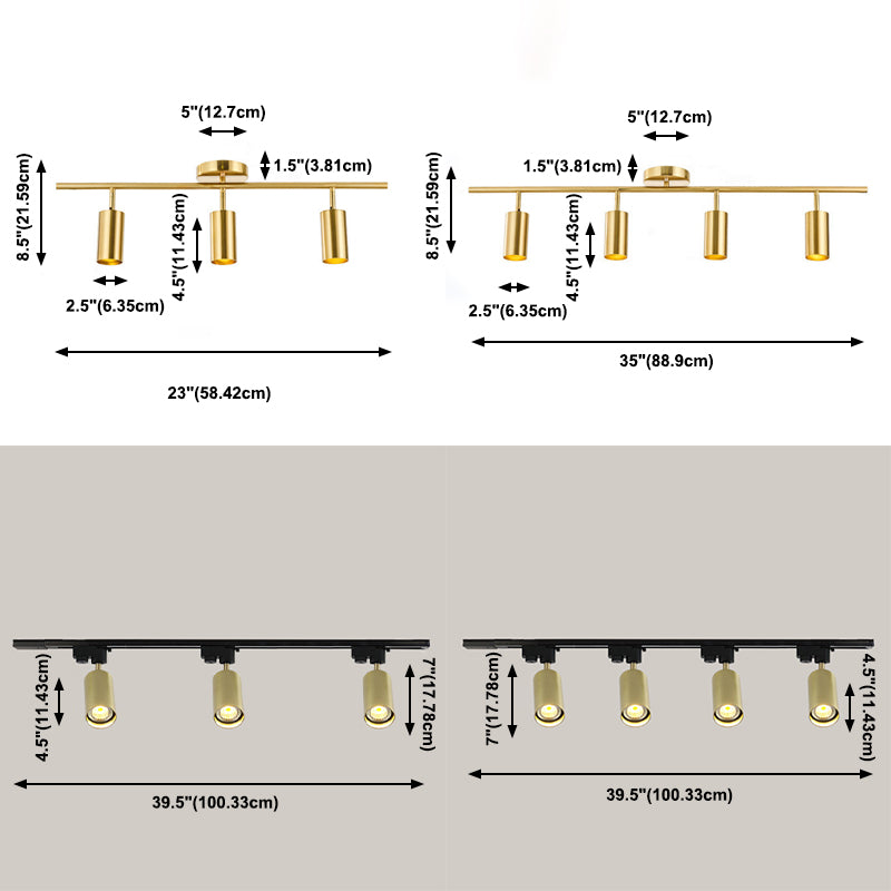 Cylinder Semi Flush Mount Light Fixture Contemporary Aluminum Ceiling Light Fixture for Living Room