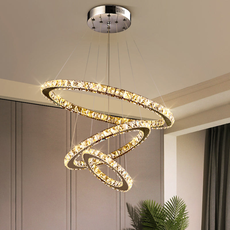 Lampade lampadario moderno ad anello lampada lampadario a più testa con tonalità di cristallo