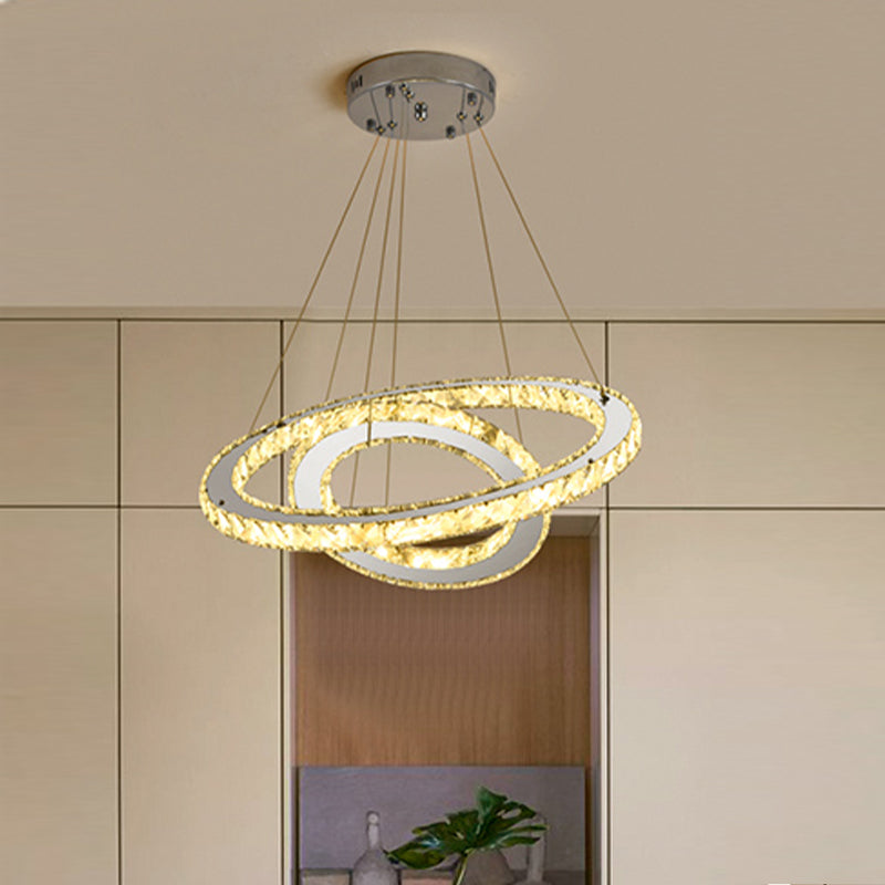 Lampade lampadario moderno ad anello lampada lampadario a più testa con tonalità di cristallo