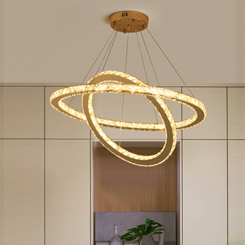 Lampade lampadario moderno ad anello lampada lampadario a più testa con tonalità di cristallo