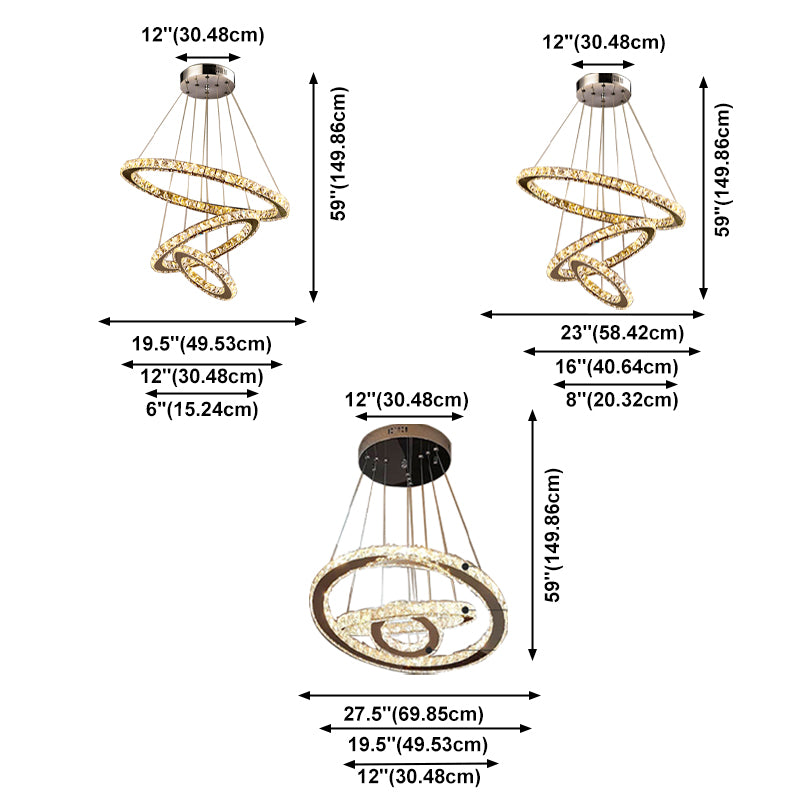 Lampade lampadario moderno ad anello lampada lampadario a più testa con tonalità di cristallo