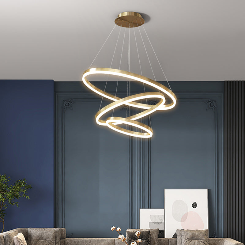 Multi-tier kroonluchter lamp Moderne ring kroonluchter verlichtingsarmaturen met witte acrylschaduw