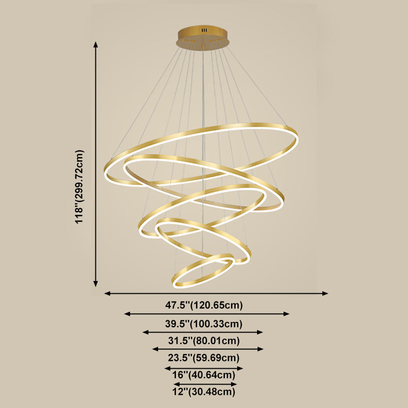 Multi-tier kroonluchter verlichtingsarmaturen Moderne ring kroonluchter lamp met witte acrylschaduw