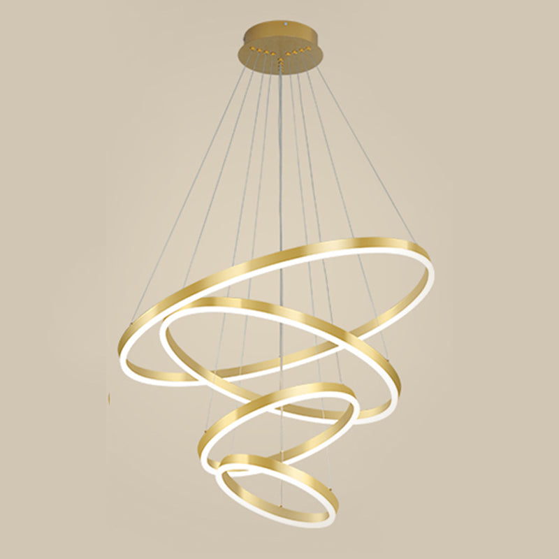 Multi-tier kroonluchter verlichtingsarmaturen Moderne ring kroonluchter lamp met witte acrylschaduw