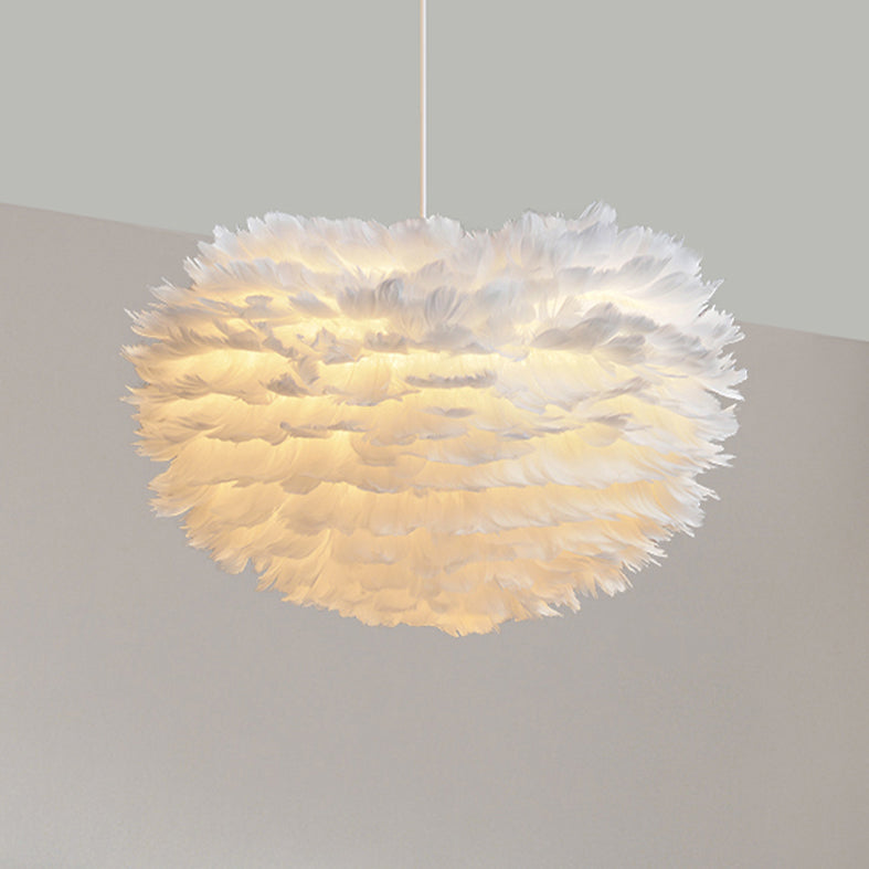 Lampada lampadinale Globe moderni lampadario a lampadario bianco multipla con tonalità di piuma