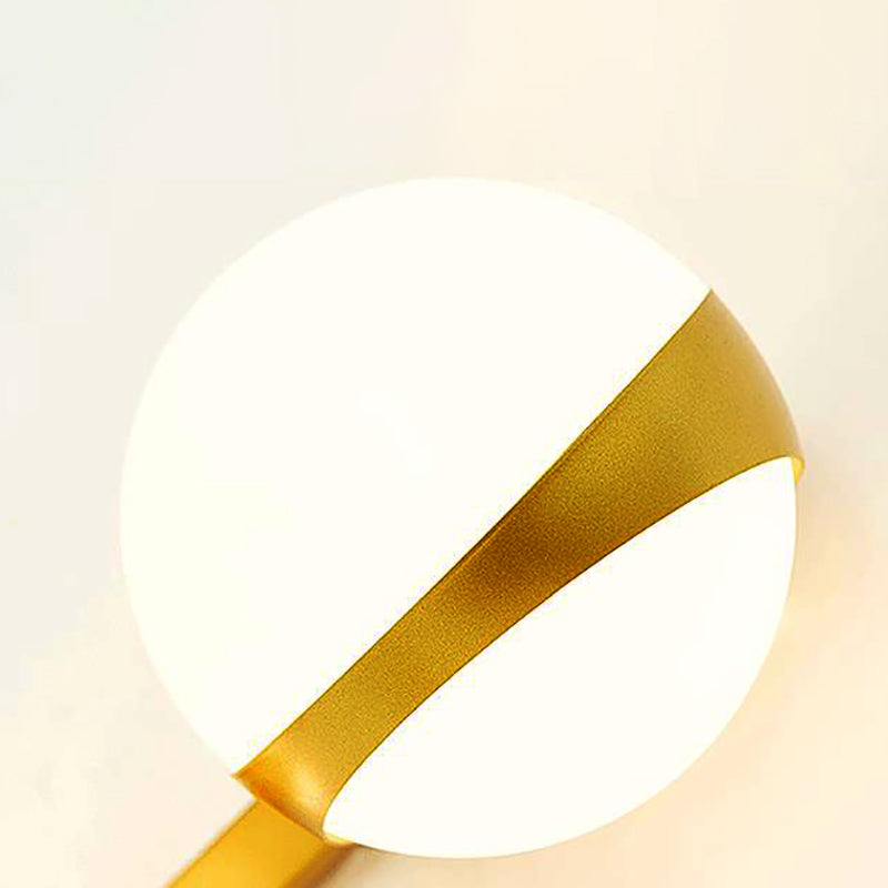 1/2 Heads Spherical Wall Mount Lighting Frosted Glass Shade Modern Wall Lamp in Gold
