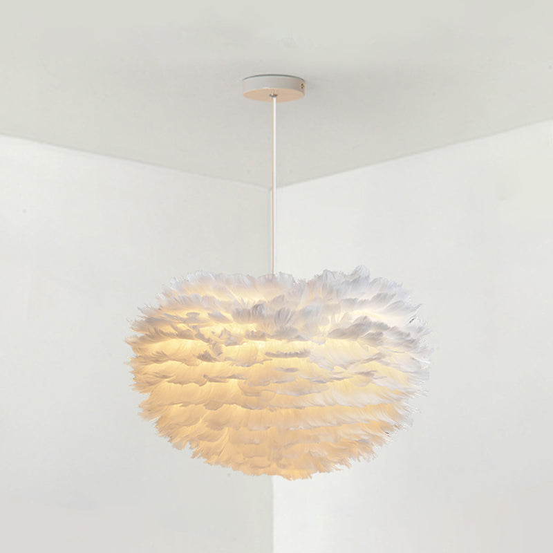 Lampada lampadinale Globe moderni lampadario a lampadario bianco multipla con tonalità di piuma