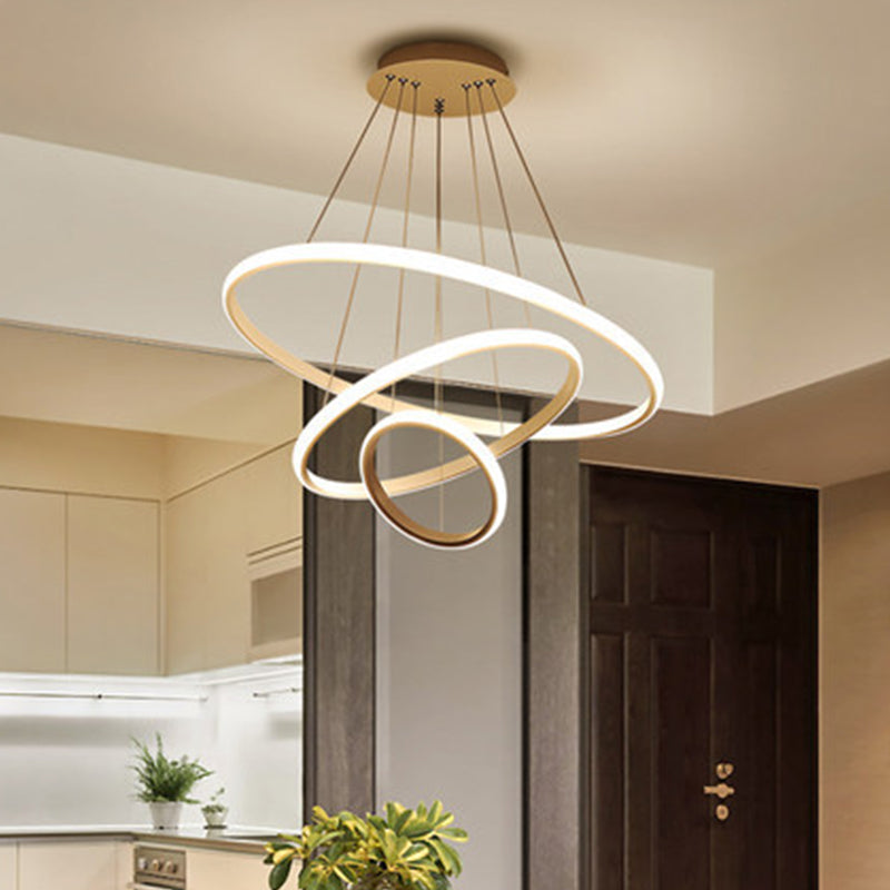 Eigentijdse 3 laags cirkelvormige kroonluchter verlichtingsarmaturen restaurant hangende kroonluchter