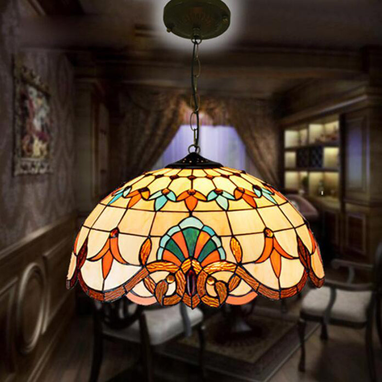 Buntglas Schmetterling Anhängerlampe 5 Lichter Tiffany -Stil Kronleuchter für Restaurant