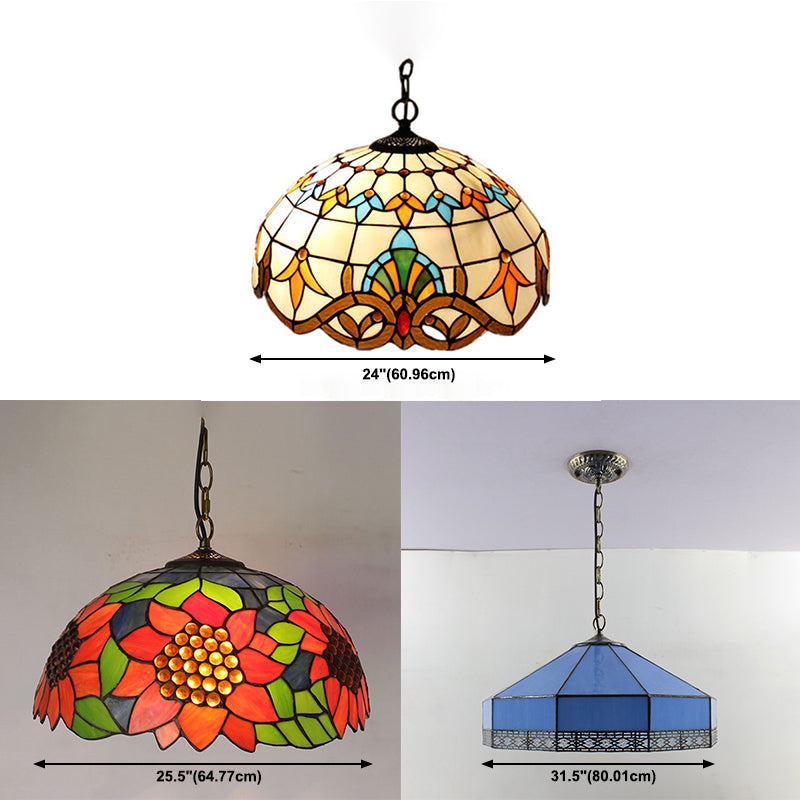 Buntglas Schmetterling Anhängerlampe 5 Lichter Tiffany -Stil Kronleuchter für Restaurant