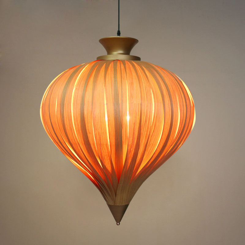 1 cabeza de lágrima lámpara colgante lámpara de suspensión de techo de madera japonesa en beige