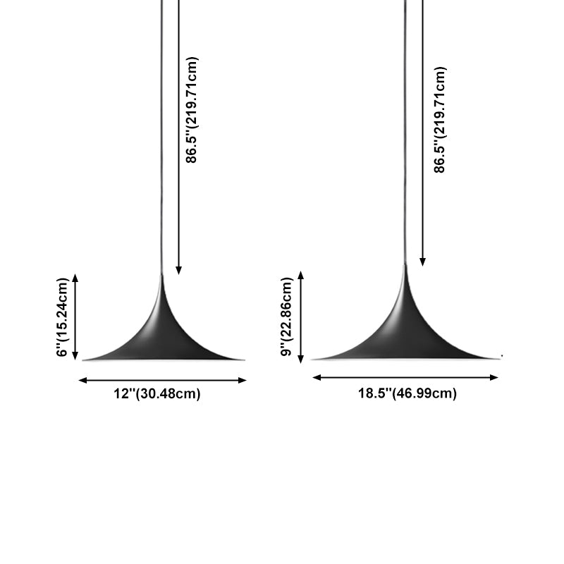 Accesorios de iluminación colgante de trompeta Lámpara de suspensión moderna de 1 luces con sombra de metal