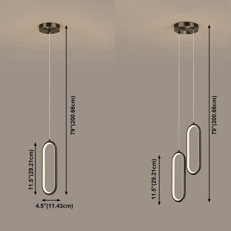 Metal Oval Hanging Light Postmodern Style Suspension Pendant for Cafe Restaurant