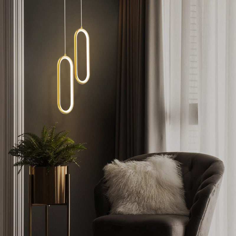 Metal Oval Hanging Light Postmodern Style Suspension Pendant for Cafe Restaurant