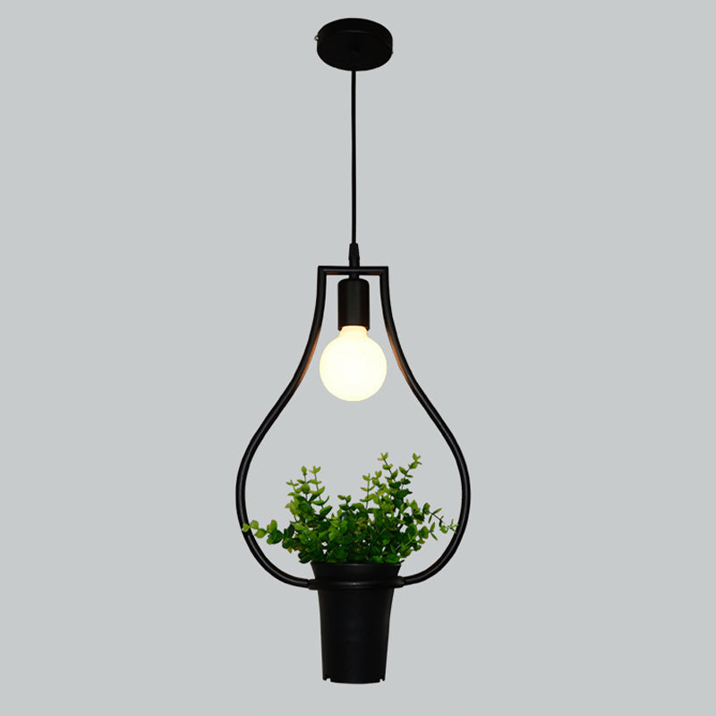 Luces de techo colgantes de planta verde industrial lámpara colgante de luz única creativa para cafetería