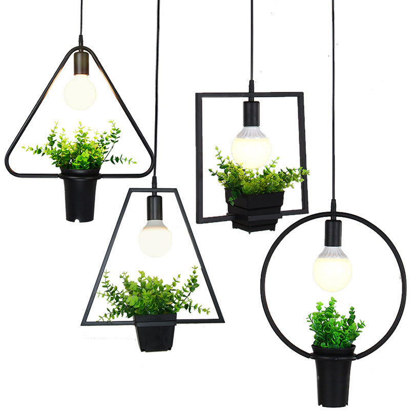 Luces de techo colgantes de planta verde industrial lámpara colgante de luz única creativa para cafetería