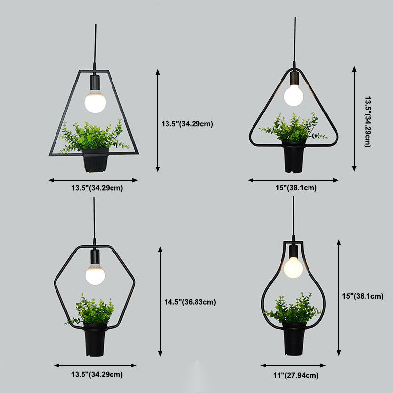 Luces de techo colgantes de planta verde industrial lámpara colgante de luz única creativa para cafetería