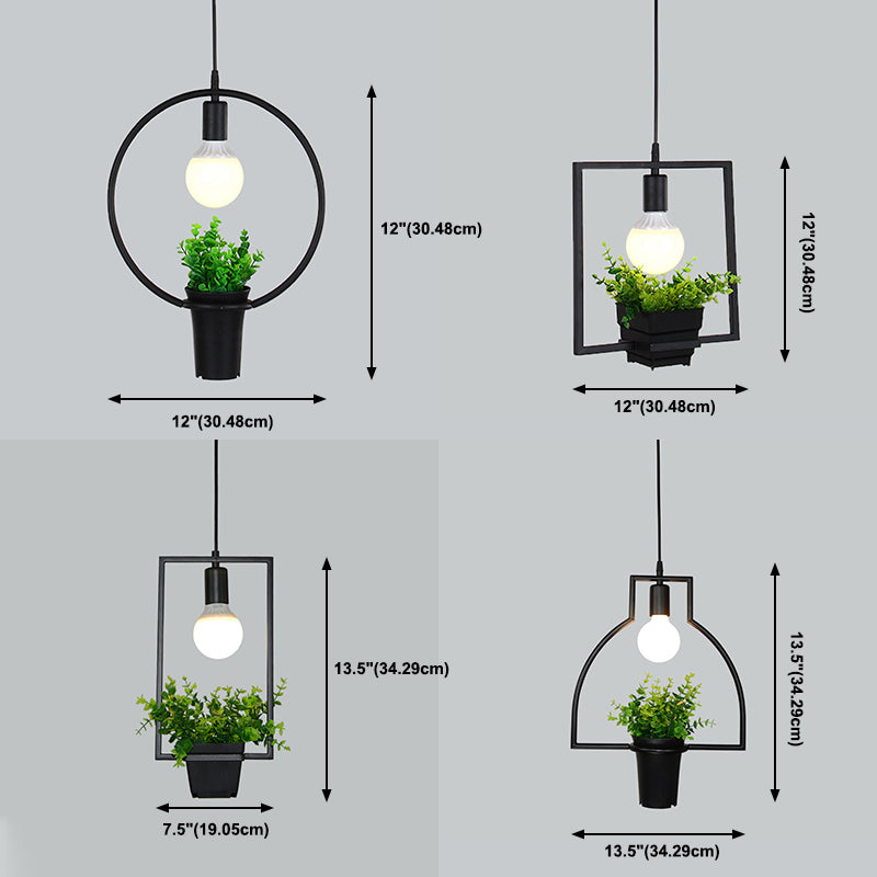 Luces de techo colgantes de planta verde industrial lámpara colgante de luz única creativa para cafetería