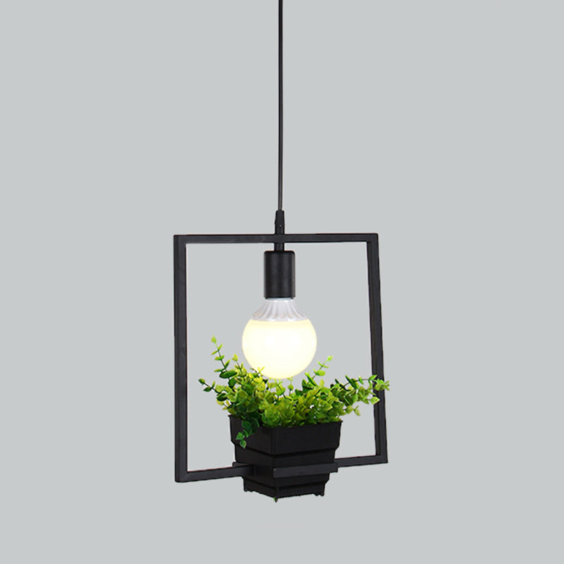 Luces de techo colgantes de planta verde industrial lámpara colgante de luz única creativa para cafetería