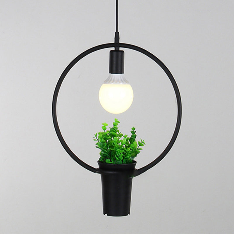 Luces de techo colgantes de planta verde industrial lámpara colgante de luz única creativa para cafetería