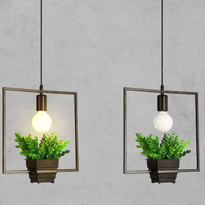 Luces de techo colgantes de planta verde industrial lámpara colgante de luz única creativa para cafetería