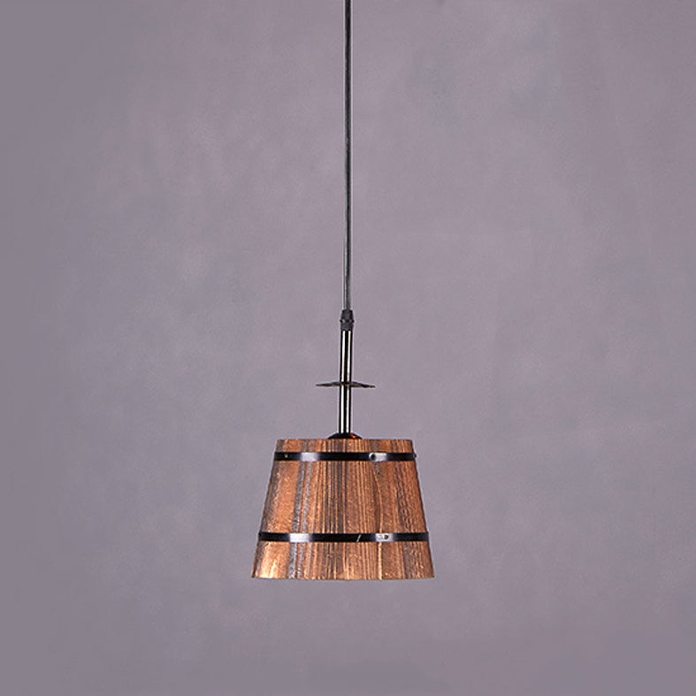 Lampada a ciondolo in legno in difficoltà di legno ristorante in legno vintage Luce sospesa