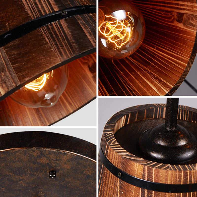 Lampada a ciondolo in legno in difficoltà di legno ristorante in legno vintage Luce sospesa