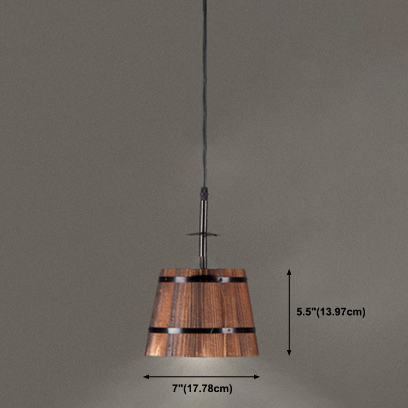 Lampada a ciondolo in legno in difficoltà di legno ristorante in legno vintage Luce sospesa