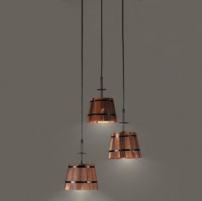 Lampada a ciondolo in legno in difficoltà di legno ristorante in legno vintage Luce sospesa