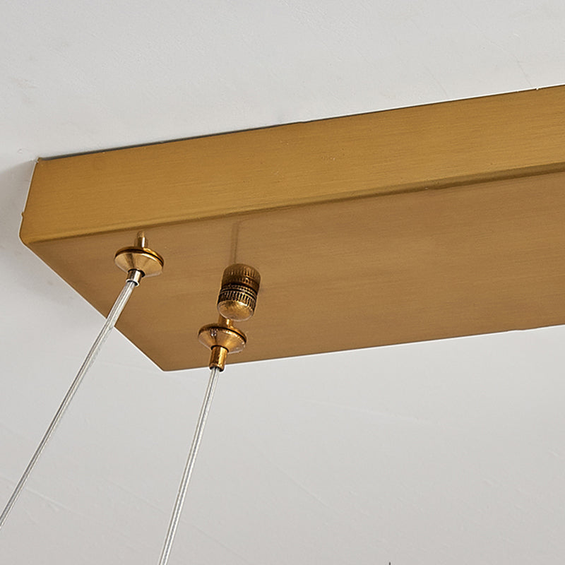 Rectangle Island Chandelier Lights Modern White Glass Pendant Lighting for Restaurant