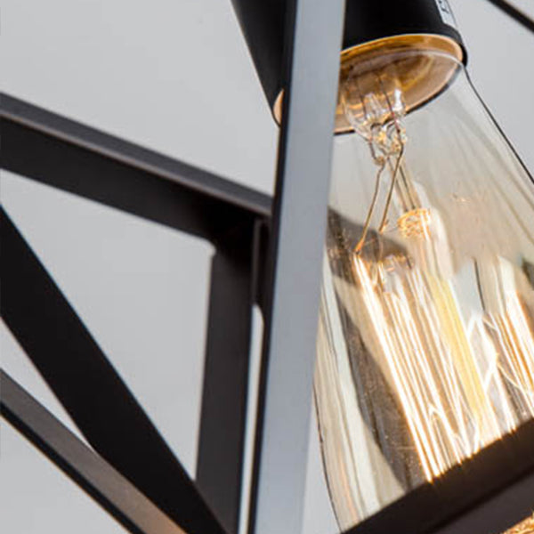 Black Cage Linear Chandelier 4/6 Lights Industrial Island Pendant Lights for Living Room