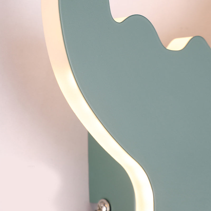Green Dinosaur Metal Wall Sconce LED Wall Mounted Light Fixture for Child Room