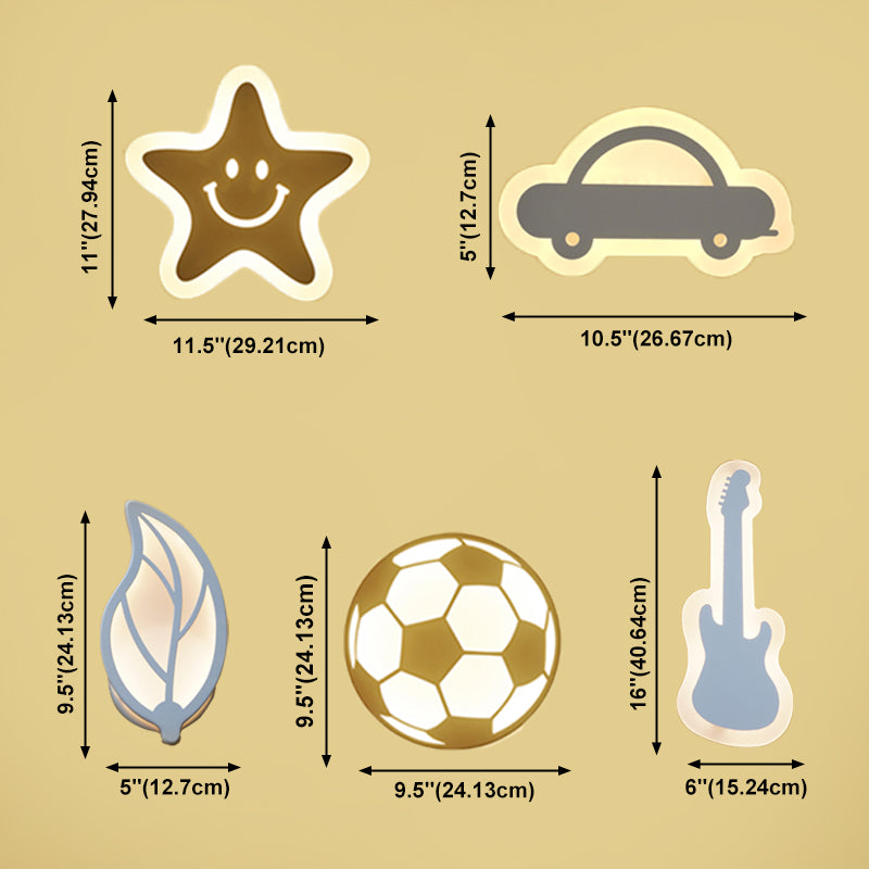 Metalen SCONCE LICHT CARToon -vormige wandbevestiging Lichtbeveiliging voor slaapkamerfoyer