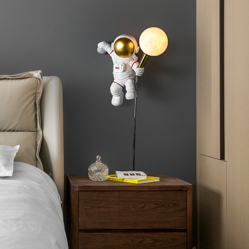 Kinderen Astronaut -vormige wandlampjes Slaapkamer Wandbevestiging Lichtmontage