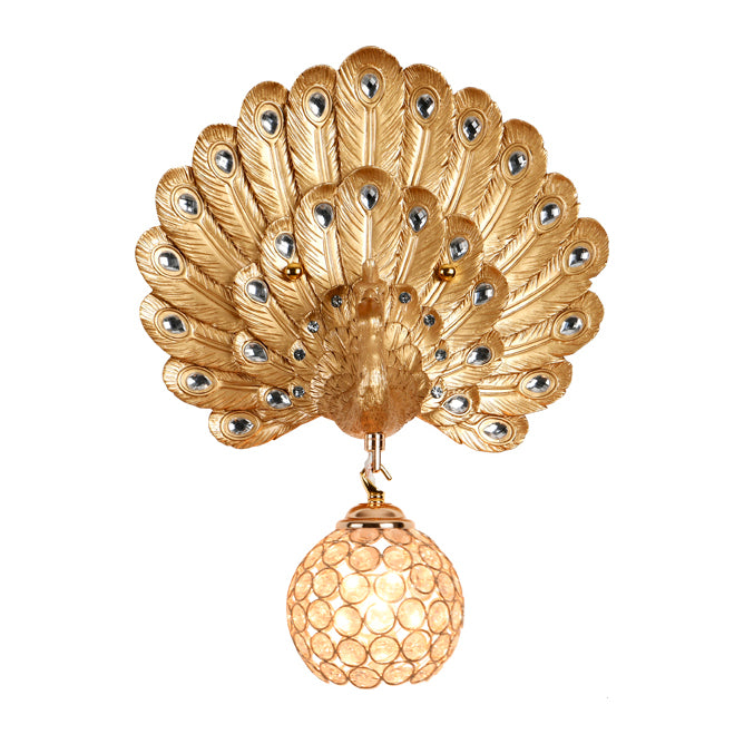 Peacock-Wandmontaglampe moderne 1-Licht-Wandleuchte mit klarem Kristallschatten